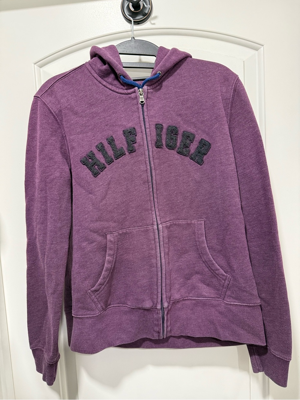 Tommy Hilfiger Women’s Size Medium Purple Zip Front Hoodie with Logo